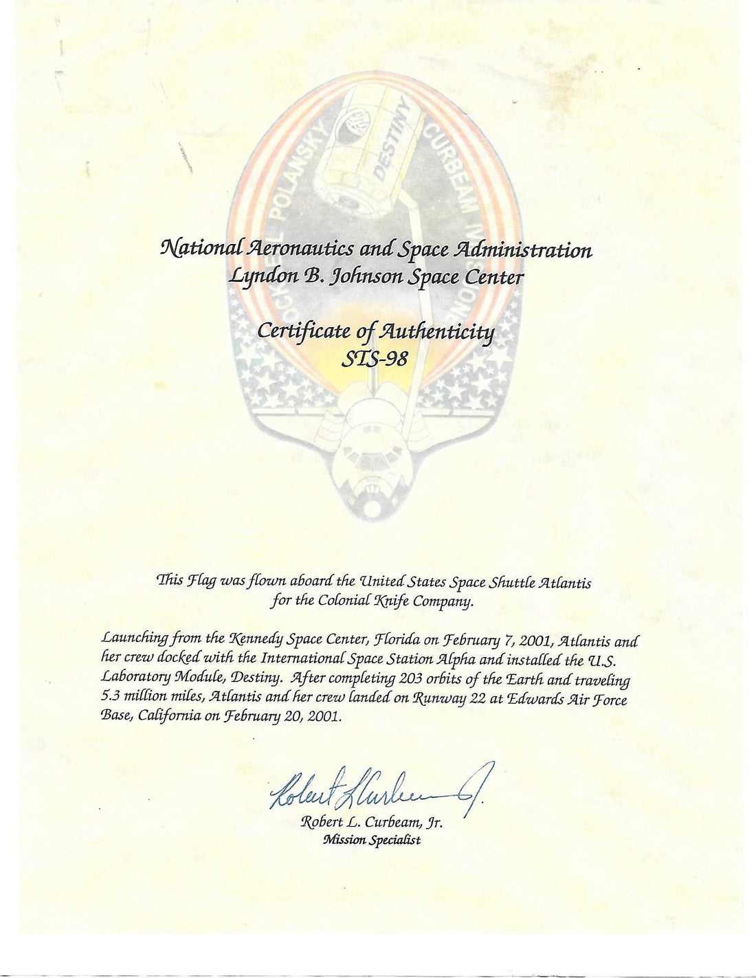 Colonial Knife and Shuttle Atlantis